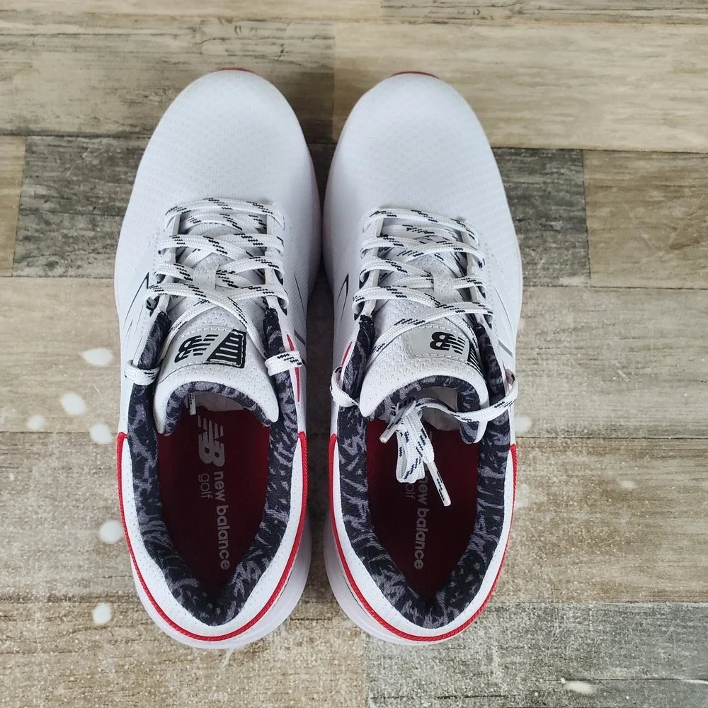 New Balance Brighton Mens Golf Shoes Sz 9 D White Black Leather Spike Sneakers